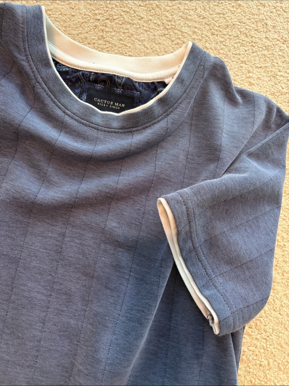 Cactus Man Ricky Singh size small Short-Sleeve Shirt in Blue with Contrast Trim